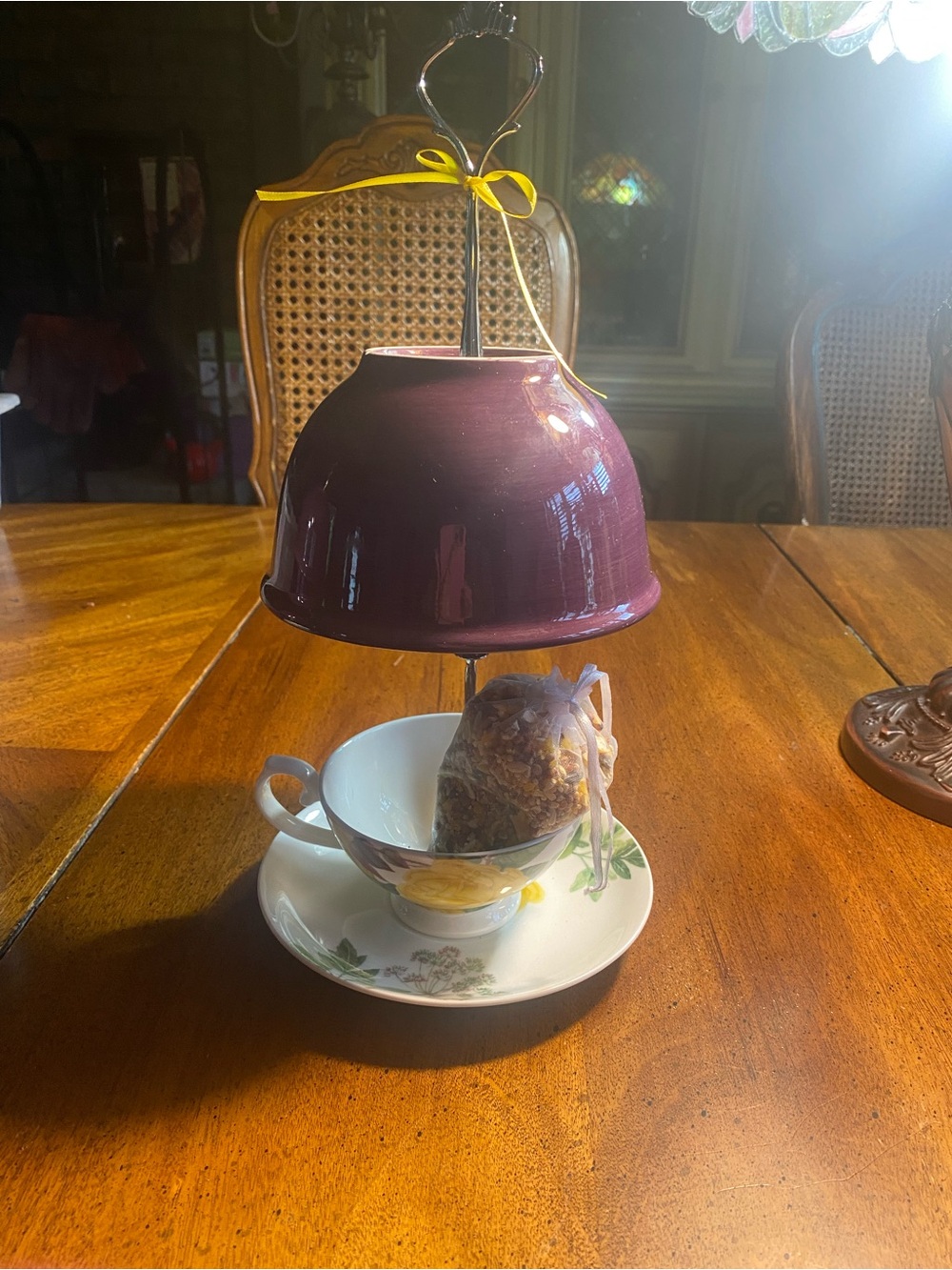 Handcrafted Tea Cup Bird Feeder # 19